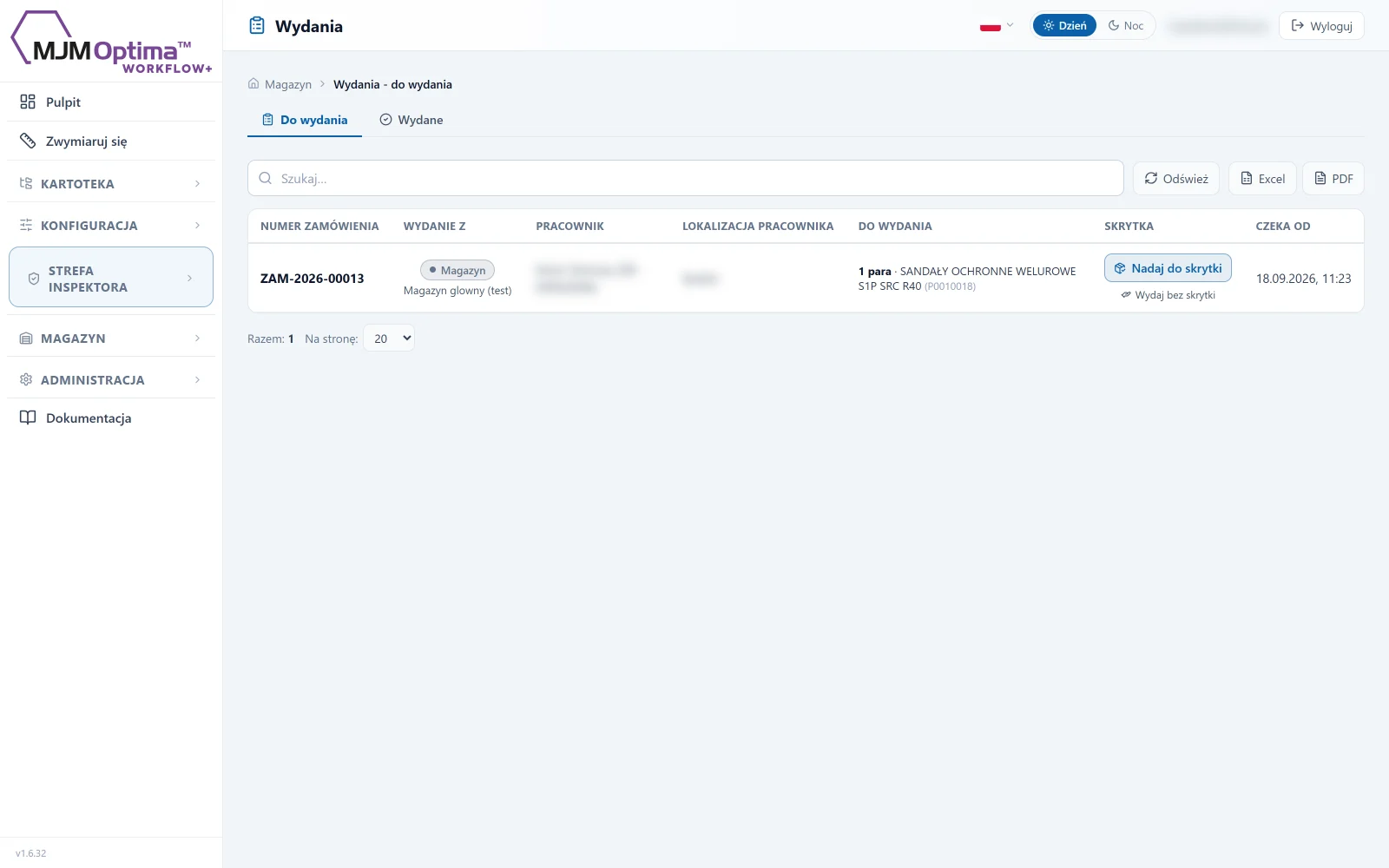 Zrzut z Workflow+: lista wydań do skrytki automatu.